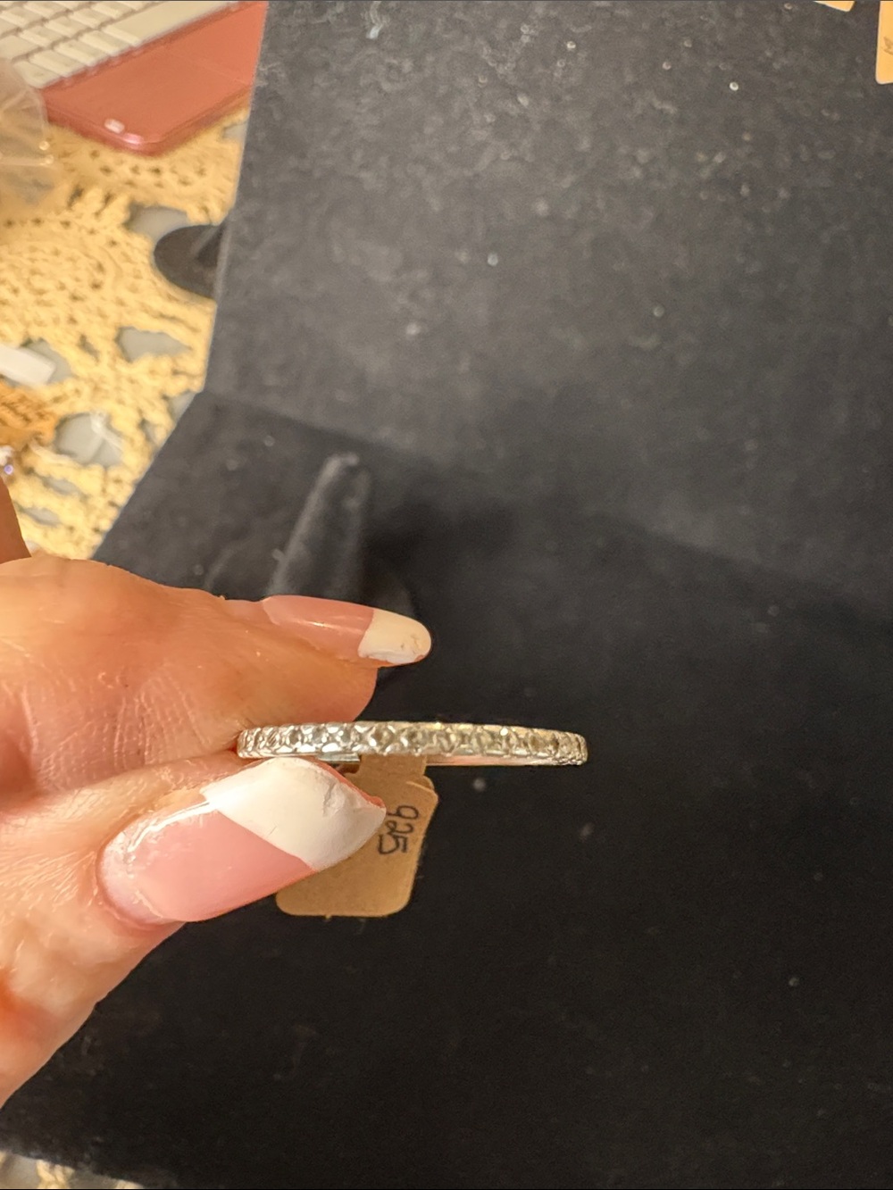 Sterling Silver Textured Stackable Ring - White Silver